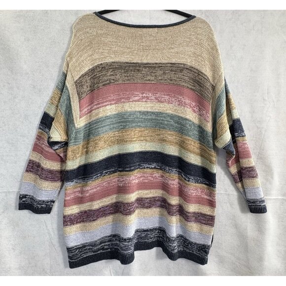CHAPS Ralph Lauren Women Sweater Sz 2X Multicolor Stripe Pullover Beachy 1-6 - Picture 2 of 15